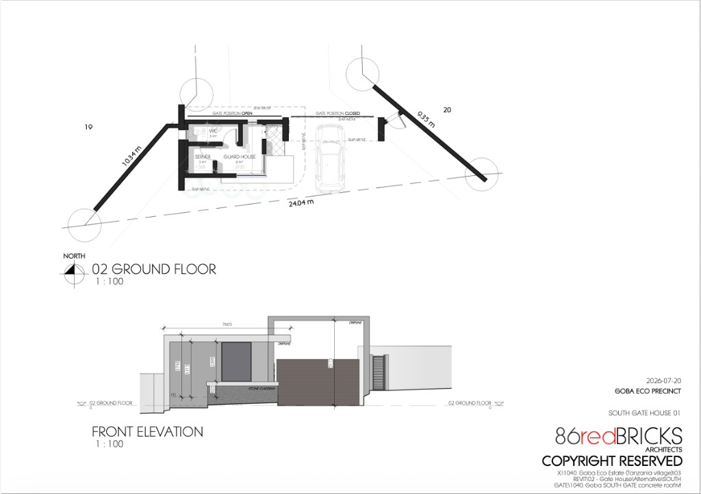 South Gate House — plan & elevation