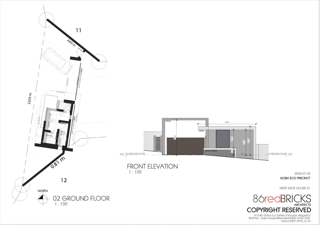 West Gate House — plan & elevation